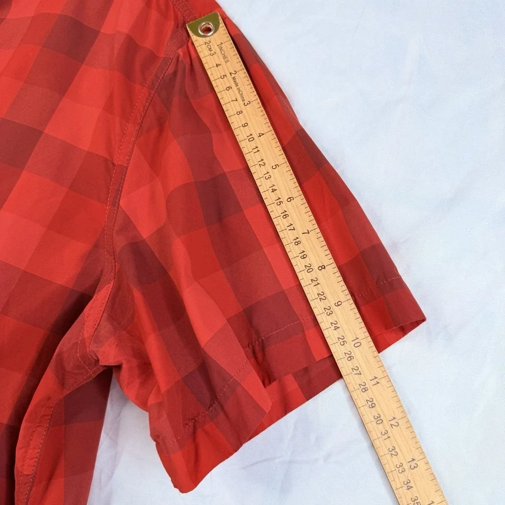 The North Face Mens Plaid Short‎ Sleeve Button Down Monanock Shirt Red XXL